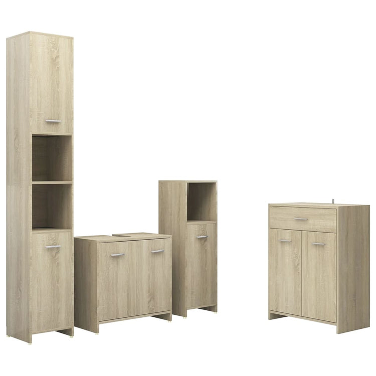 Set Mobili da Bagno 4 pz Rovere Sonoma