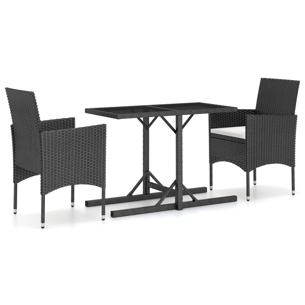 Set Mobili da Pranzo per Giardino 3 pz Nero cod mxl 40321