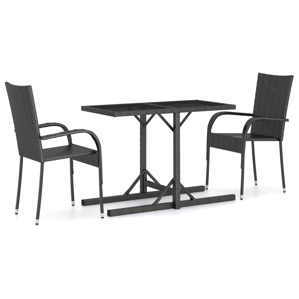 Set Mobili da Pranzo per Giardino 3 pz Nero 3072440