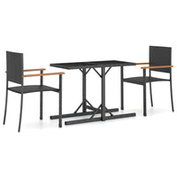 Set Mobili da Pranzo per Giardino 3 pz Nero 3072442