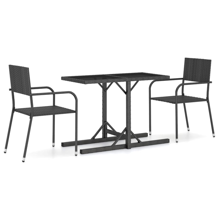 Set Mobili da Pranzo per Giardino 3 pz Nero cod mxl 40555