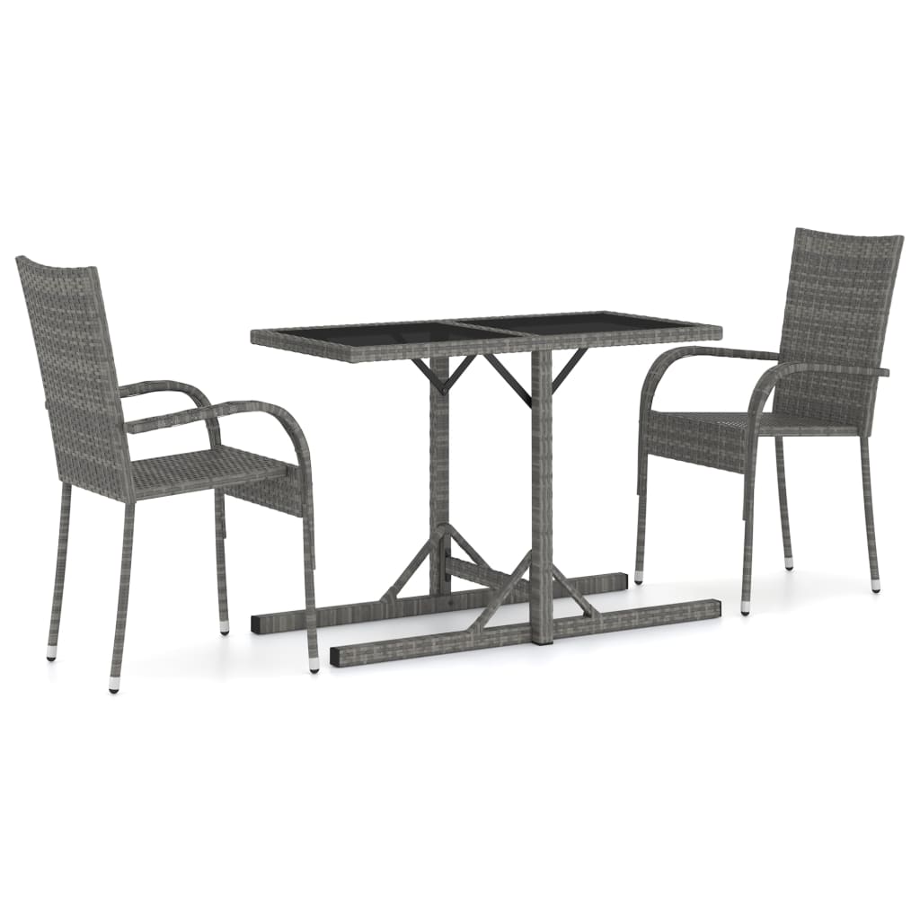 Set Mobili da Pranzo per Giardino 3 pz Grigio cod mxl 35340