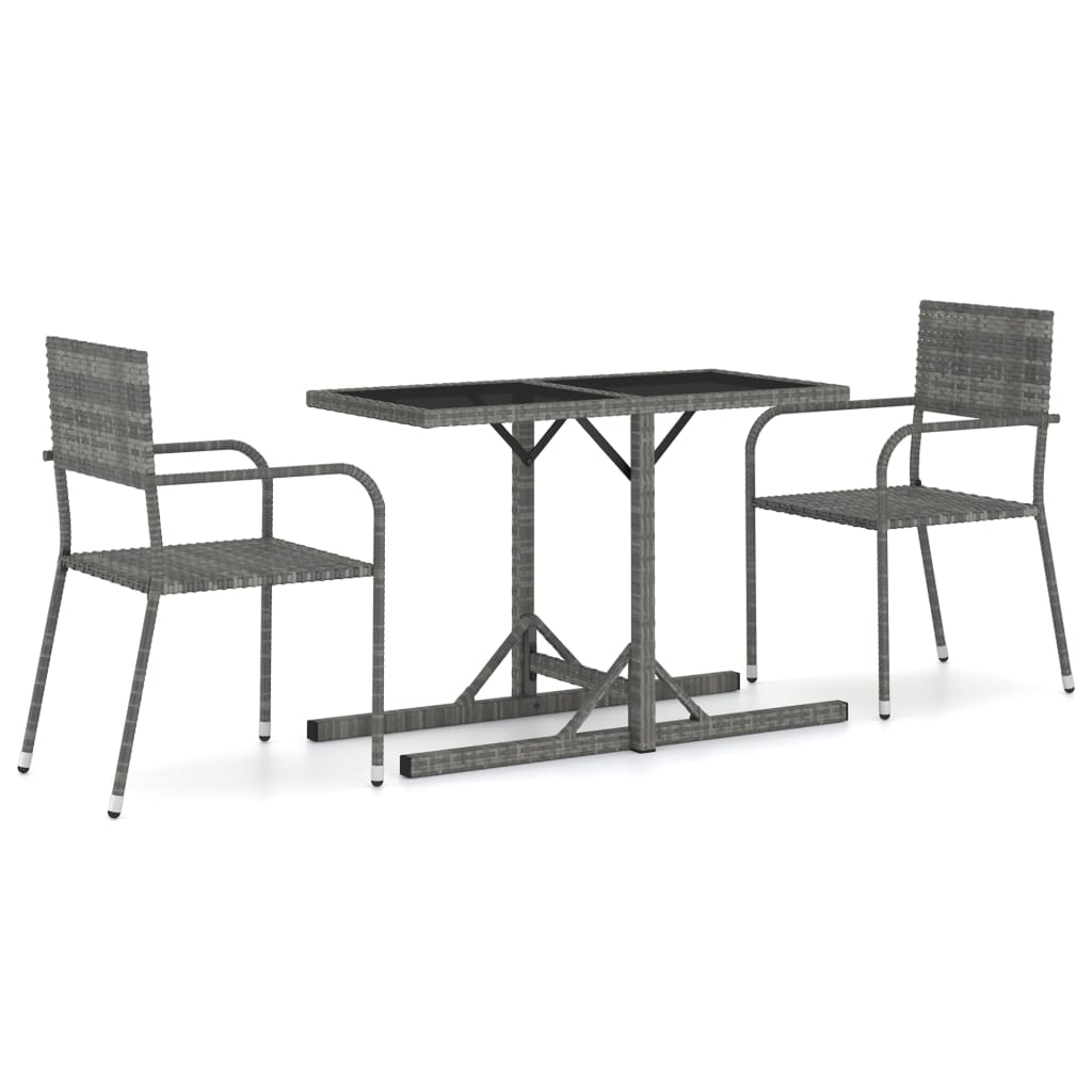 Set Mobili da Pranzo per Giardino 3 pz Grigio cod mxl 40551