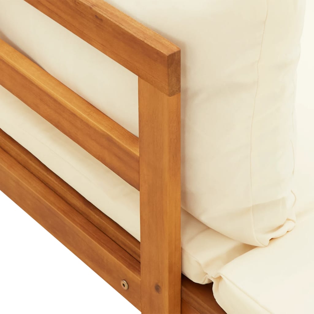 Lettino Prendisole con Bracciolo Bianco Crema Acacia Massello cod mxl 70753