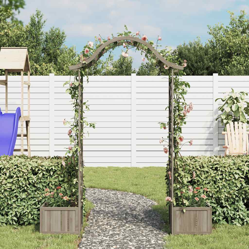 Pergola da Giardino con Fioriera Grigio Legno Massello di Abete 316392