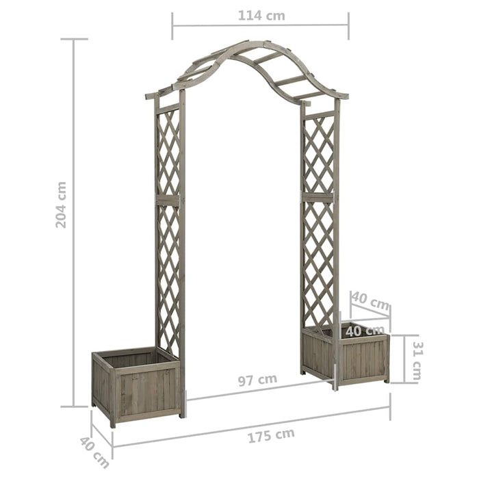 Pergola da Giardino con Fioriera Grigio Legno Massello di Abete 316392