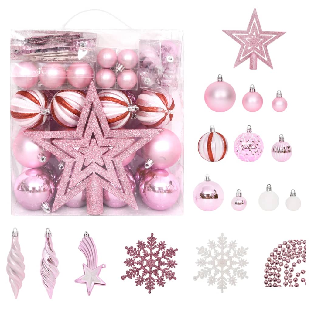 Set Addobbi di Natale 65 pz Rosa/Rosso/Bianco 330087