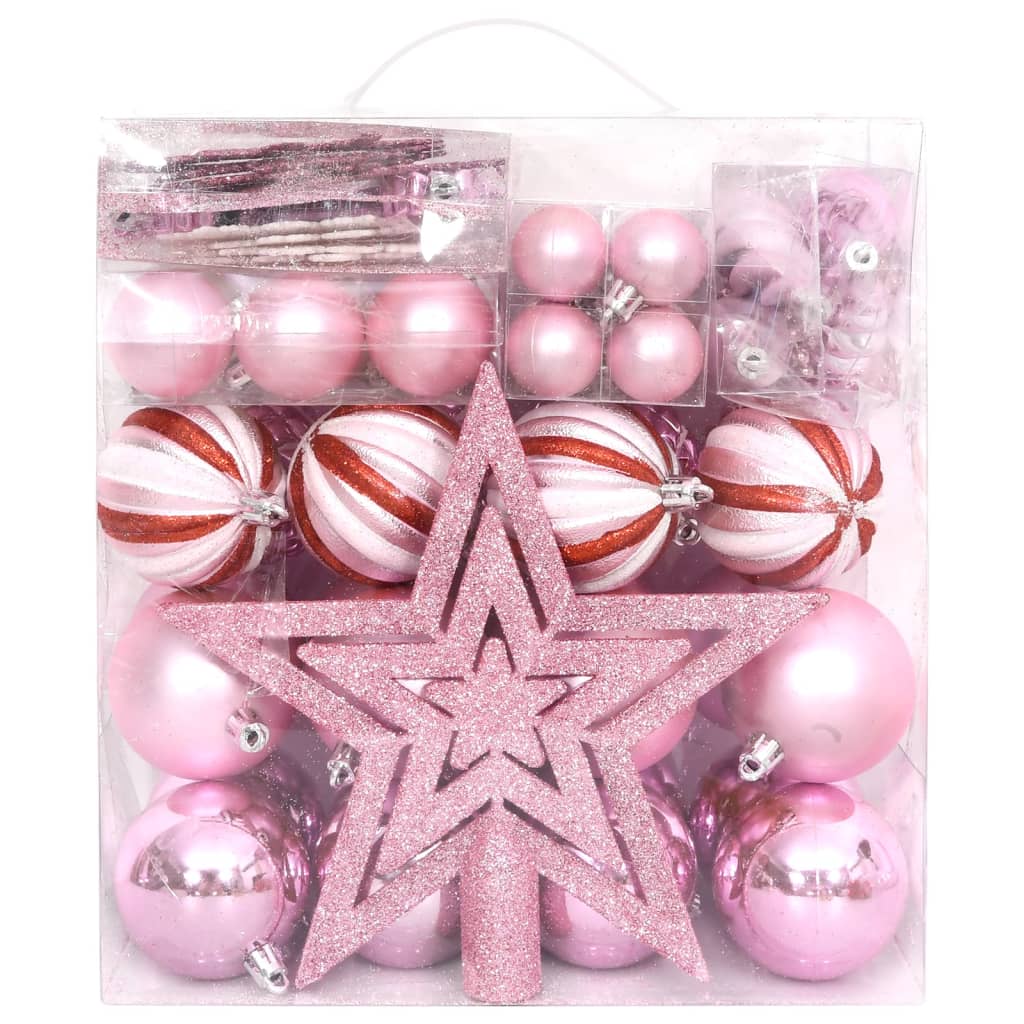 Set Addobbi di Natale 65 pz Rosa/Rosso/Bianco 330087