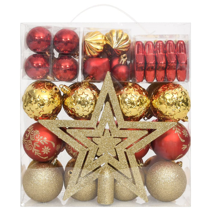 Set Addobbi di Natale 70 pz Oro e Rosso 330088