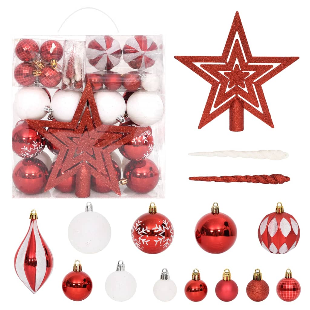 Set Addobbi di Natale 64 pz Rosso e Bianco