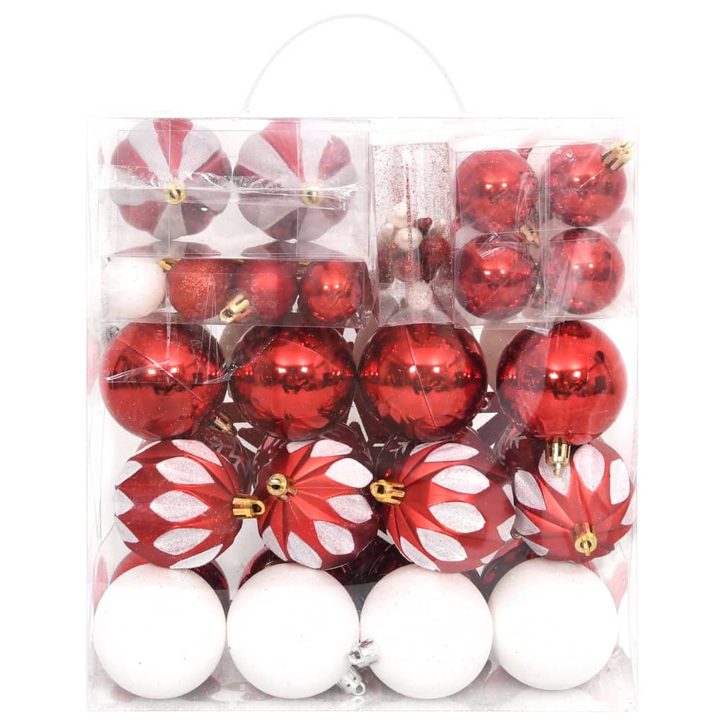 Set Addobbi di Natale 64 pz Rosso e Bianco 330089