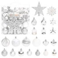 Set Addobbi di Natale 70 pz Argento e Bianco 330090