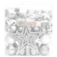 Set Addobbi di Natale 70 pz Argento e Bianco 330090