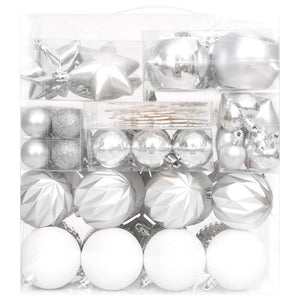 Set Addobbi di Natale 70 pz Argento e Bianco 330090