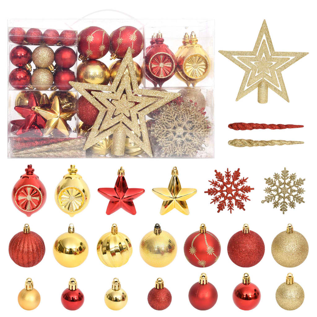 Set Addobbi di Natale 108 pz Oro e Rosso cod mxl 60276