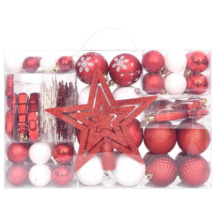 Set Addobbi di Natale 108 pz Rosso e Bianco