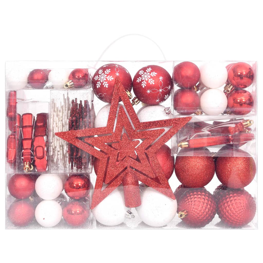 Set Addobbi di Natale 108 pz Rosso e Bianco 330092