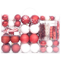 Set Addobbi di Natale 108 pz Rosso e Bianco