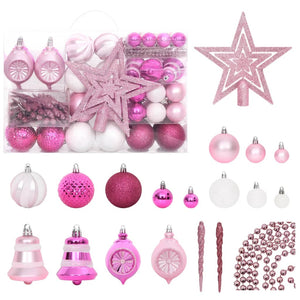 Set Addobbi di Natale 108 pz Bianco e Rosa 330094