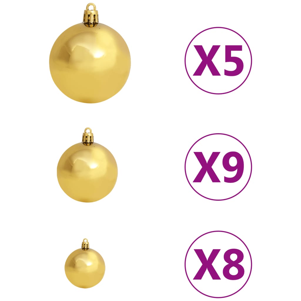 Set Natale con 61 Palline Punta e 150 Luci LED Oro e Bronzo 330095