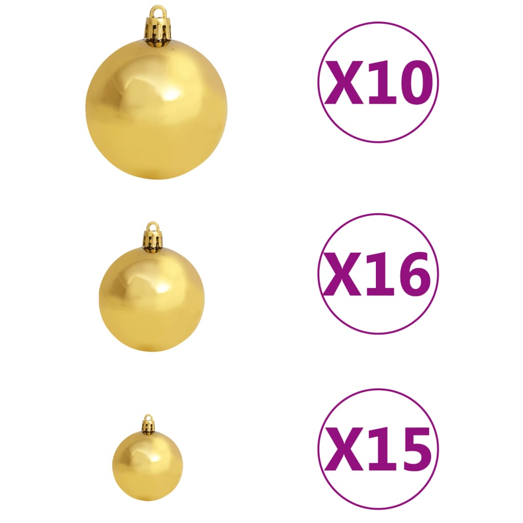 Set con 120 Palline di Natale Punta e 300 Luci LED Oro e Bronzo