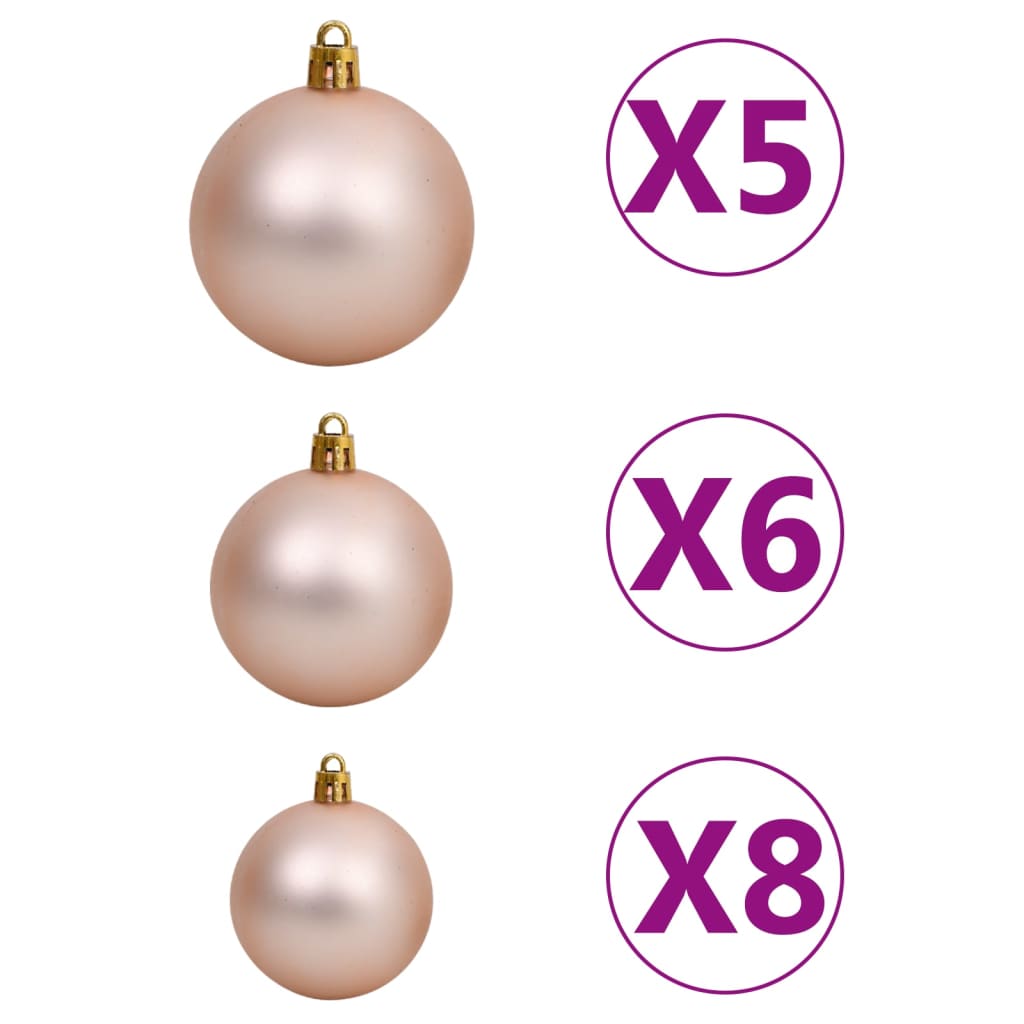 Set con 61 Palline di Natale Punta e 150 Luci LED Oro Rosato cod mxl 43275