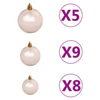 Set con 61 Palline di Natale Punta e 150 Luci LED Oro Rosato cod mxl 43275