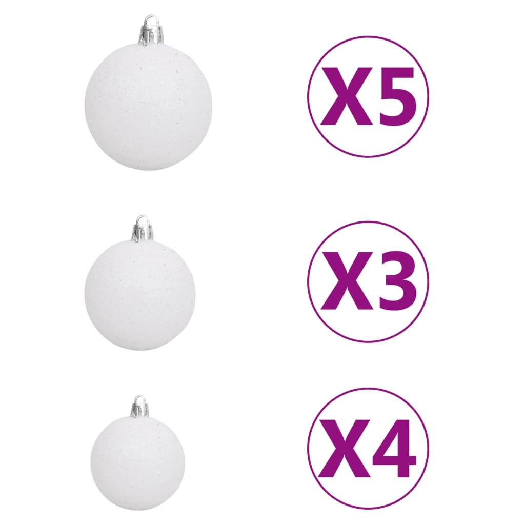 Set Natale con 61 Palline Punta e 150 Luci LED Bianco e Grigio 330099