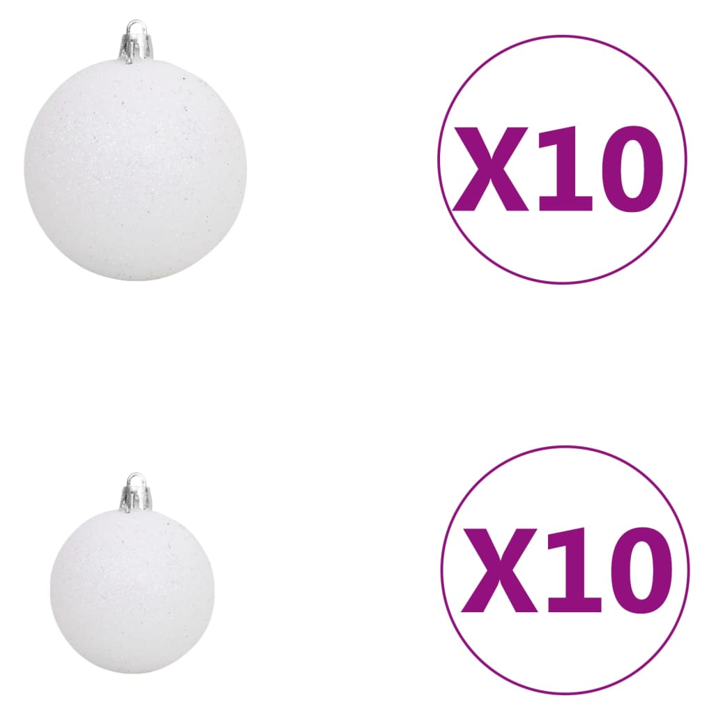 Set Natale con 120 Palline Punta e 300 Luci LED Bianco e Grigio cod mxl 51356