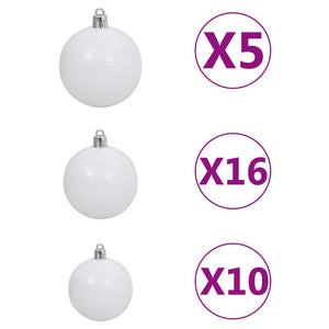 Set Natale con 120 Palline Punta e 300 Luci LED Bianco e Grigio cod mxl 51356