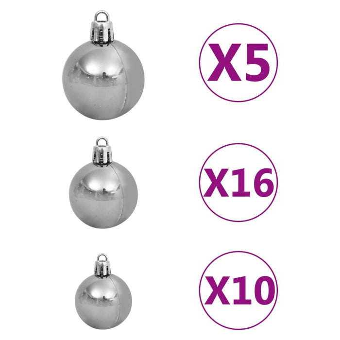 Set Natale con 120 Palline Punta e 300 Luci LED Bianco e Grigio cod mxl 51356