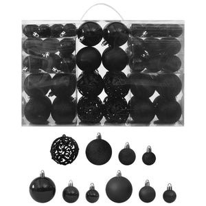 Set Palline di Natale 100 pz Nero 330083