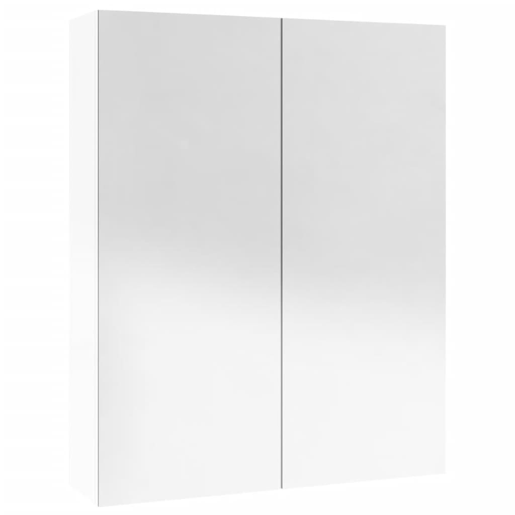 Armadietto a Specchio per Bagno 60x15x75 cm MDF Bianco Lucido 331525