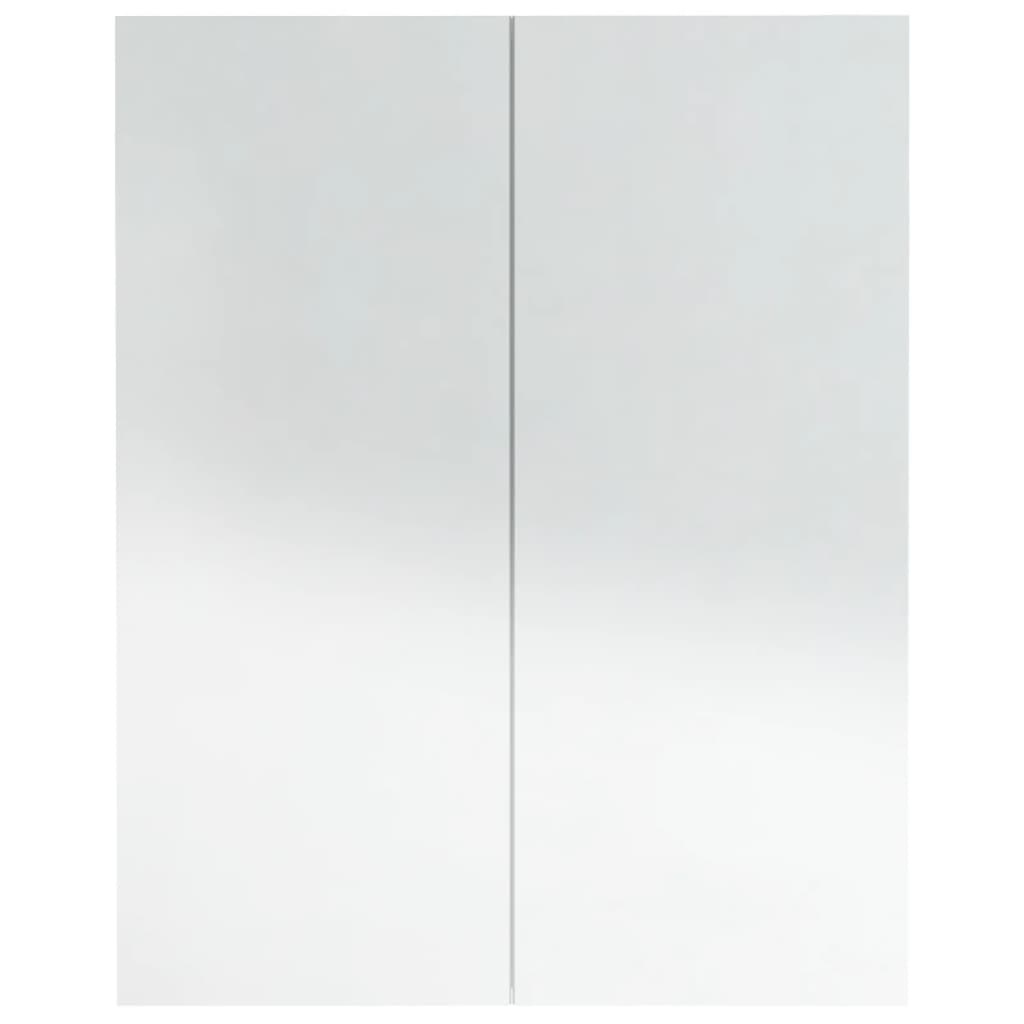 Armadietto a Specchio per Bagno 60x15x75 cm MDF Bianco Lucido 331525