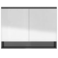 Armadietto Bagno con Specchio 80x15x60 cm in MDF Grigio Lucido 331533