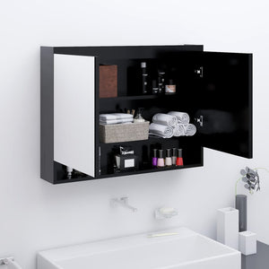 Armadietto Bagno con Specchio 80x15x60 cm in MDF Antracite 331536