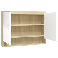 Armadietto Bagno con Specchio 80x15x60cm in MDF Bianco e Rovere 331537