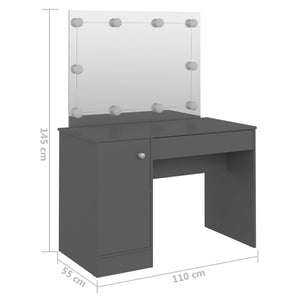 Toeletta con Luci LED 110x55x145 cm in MDF Grigia cod mxl 65318