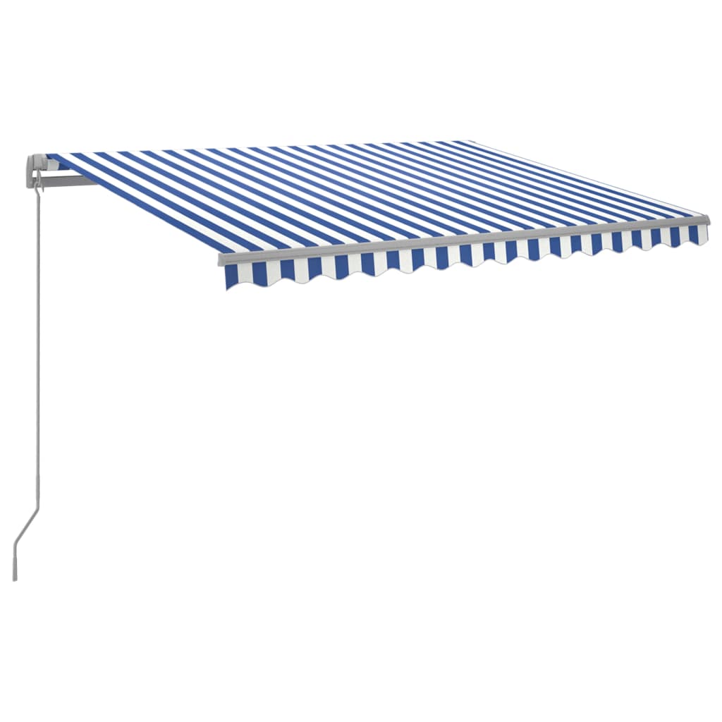 Tenda da Sole Retrattile Manuale con LED 300x250cm Blu e Bianca cod mxl 43650