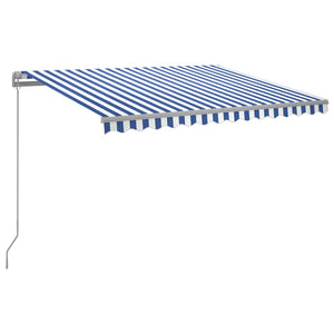 Tenda da Sole Retrattile Manuale con LED 300x250cm Blu e Bianca cod mxl 43650