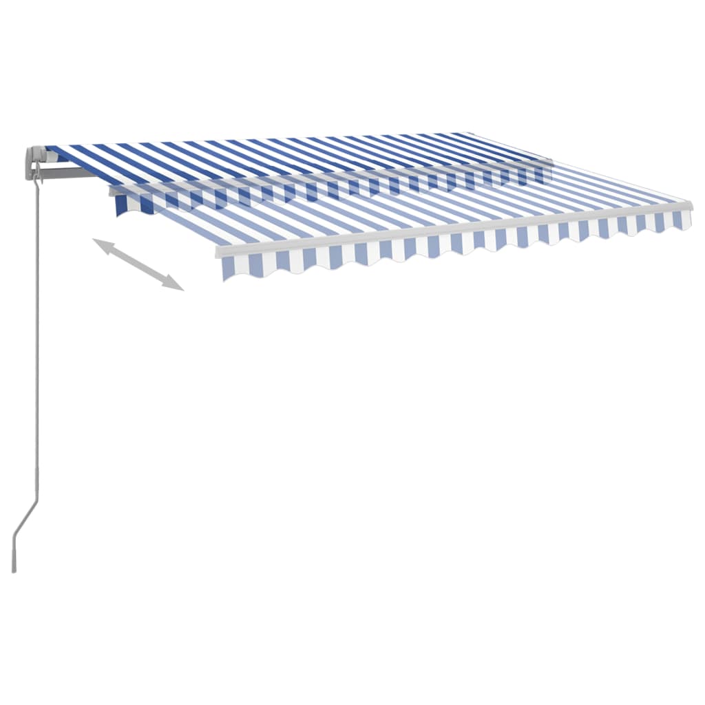 Tenda da Sole Retrattile Manuale con LED 300x250cm Blu e Bianca cod mxl 43650