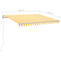 Tenda da Sole Manuale con LED 300x250 cm Gialla e Bianca 3068863