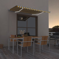 Tenda da Sole Manuale con LED 300x250 cm Gialla e Bianca 3068863