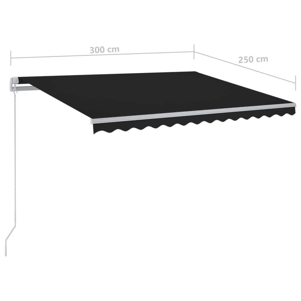 Tenda da Sole Retrattile Manuale con LED 300x250 cm Antracite 3068864