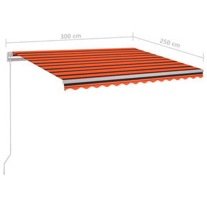 Tenda da Sole Manuale con LED 300x250 cm Arancione e Marrone cod mxl 43862