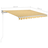 Tenda da Sole Retrattile Manuale 350x250 cm Gialla e Bianca cod mxl 74326