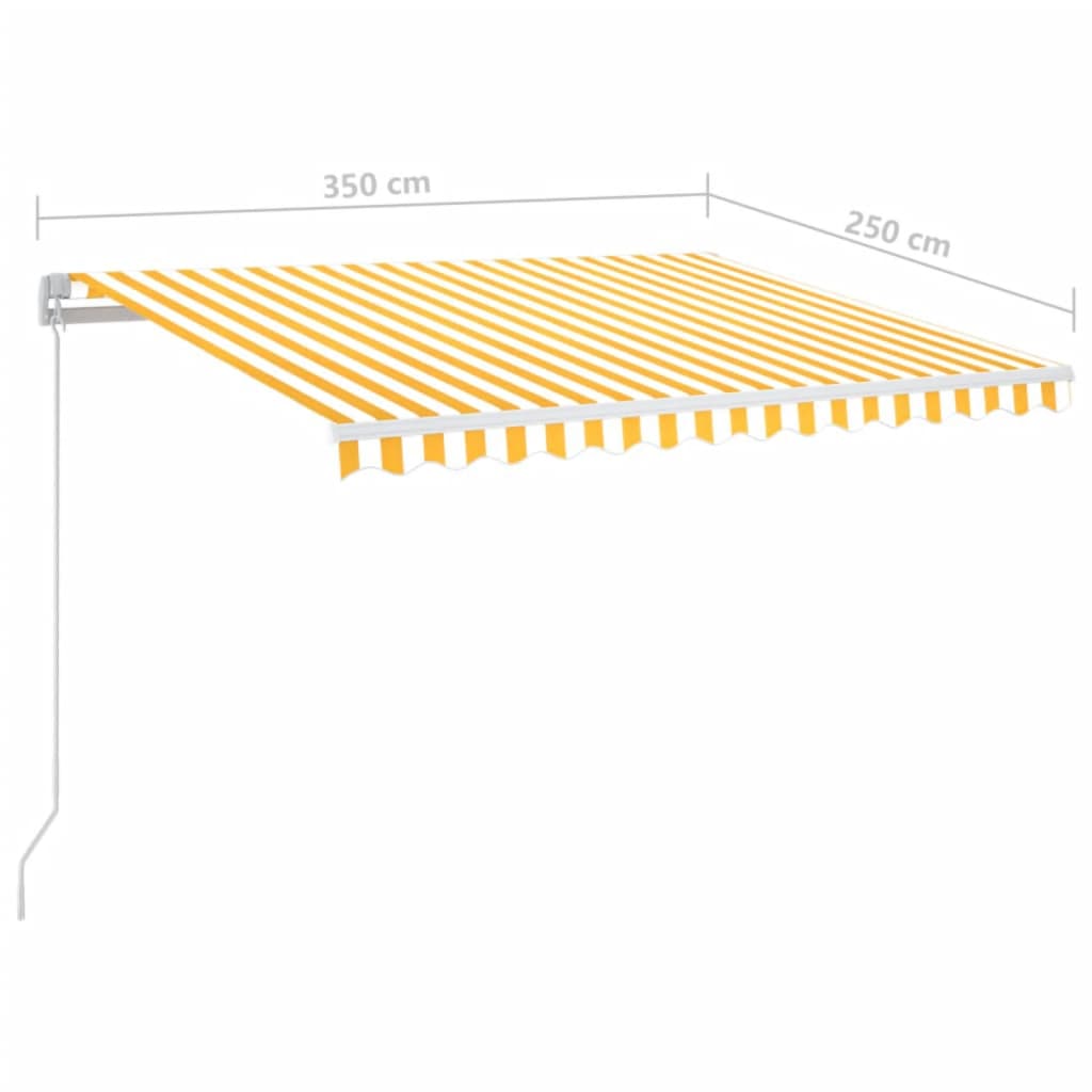 Tenda da Sole Retrattile Manuale LED 350x250 cm Gialla e Bianca 3068883