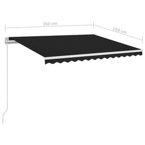 Tenda da Sole Retrattile Manuale con LED 350x250 cm Antracite 3068884