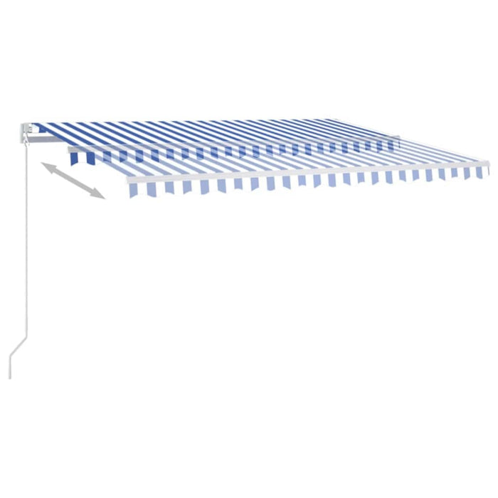 Tenda da Sole Retrattile Manuale con LED 400x300cm Blu e Bianco 3068901