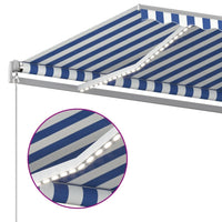 Tenda da Sole Retrattile Manuale con LED 400x300cm Blu e Bianco 3068901